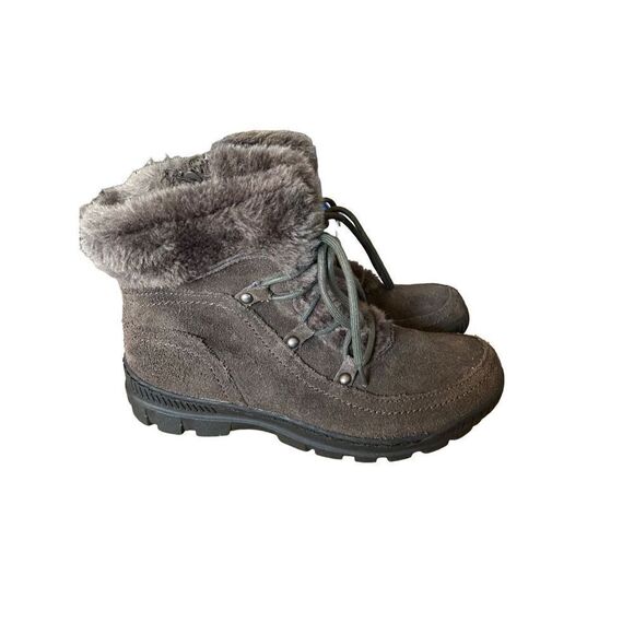 Bear traps fur-lined Lisa up gray suede winter boots size 8 - Picture 1 of 7